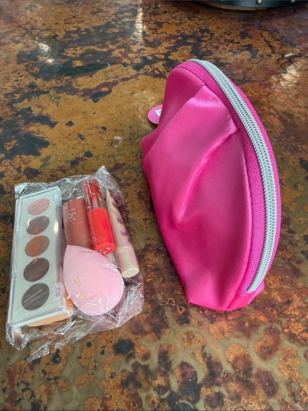 Sealed Ulta Beauty Hot Pink Zip Cosmetic Makeup Pouch w/8 Piece Makeup Bundle
